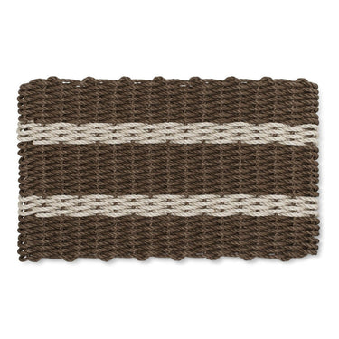 Lobster Rope Doormats, Outdoor Door Mats, Wicked Good Door Mats Made in Maine, Mocha with 2 Light Tan Stripes